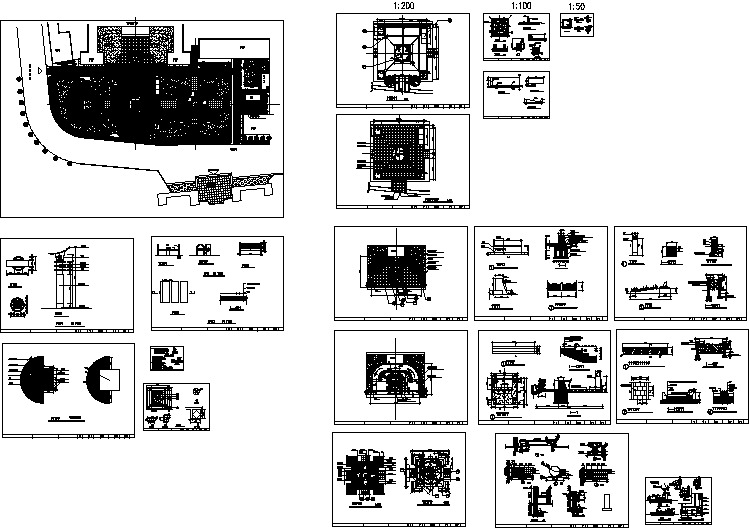 【设计图纸】广场全套施工图(精选CAD图例) 
