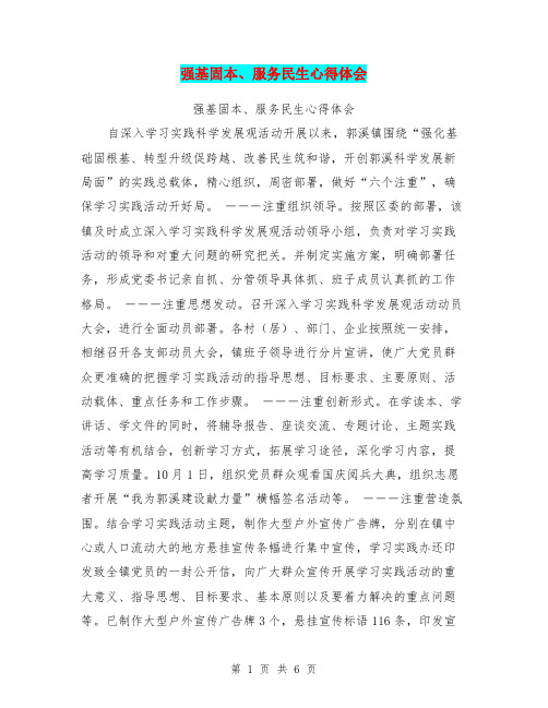 强基固本、服务民生心得体会