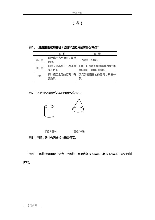 六年级数学圆柱圆锥练习题与答案