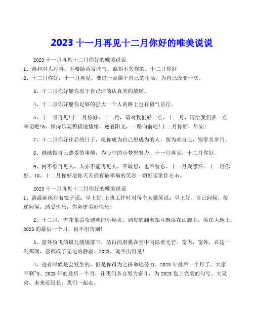 2023十一月再见十二月你好的唯美说说