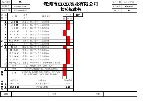 产品检验标准书