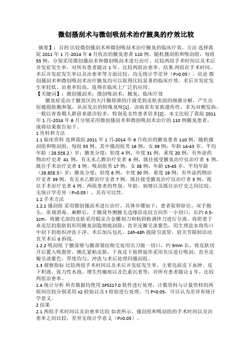 微创搔刮术与微创吸刮术治疗腋臭的疗效比较