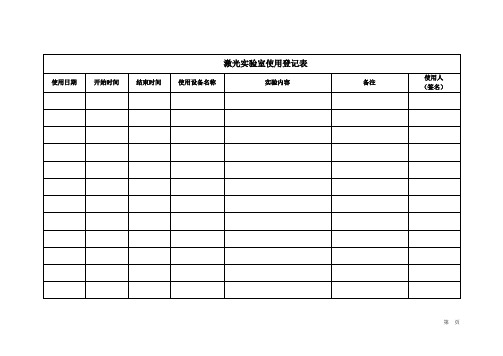 激光实验室使用登记表