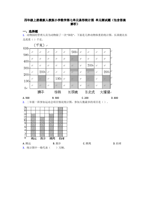 四年级上册最新人教版小学数学第七单元条形统计图 单元测试题(包含答案解析)