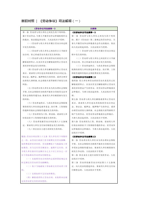 新旧对照 劳动争议 司法解释