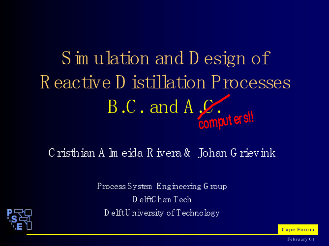 simulation and design of reactive distillation processes