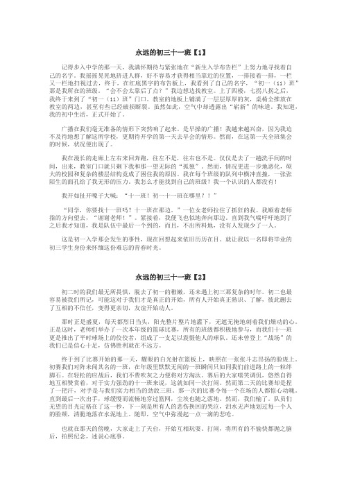 永远的初三十一班作文
