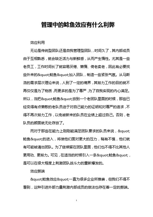 管理中的鲶鱼效应有什么利弊