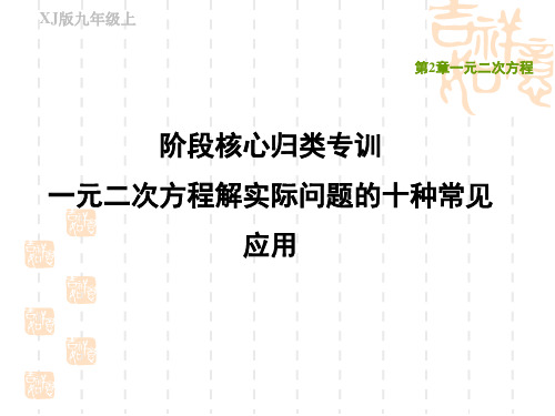 湘教版九年级上册数学第2章 一元二次方程 阶段核心归类专训一元二次方程解实际问题的十种常见应用