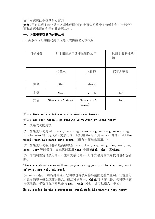 高中英语语法定语从句总复习