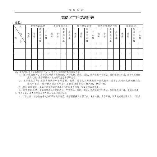 党员民主评议测评表(最新模板).pptx