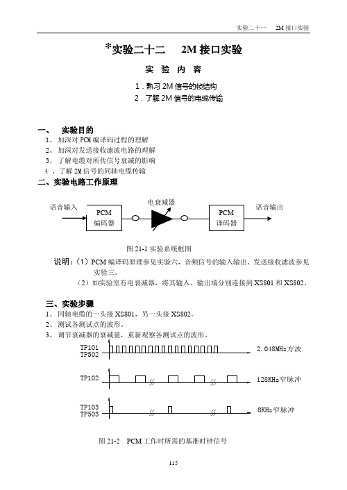 通信原理实验22  2M接口实验