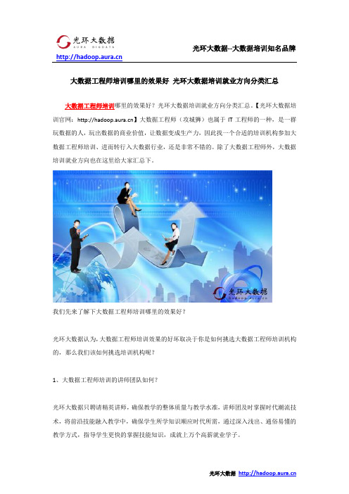 大数据工程师培训哪里的效果好 光环大数据培训就业方向分类汇总