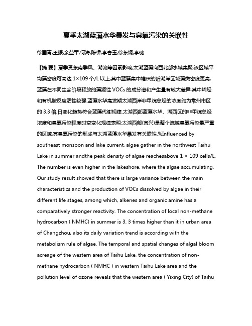 夏季太湖蓝藻水华暴发与臭氧污染的关联性