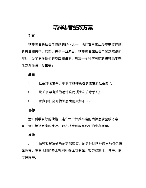 精神患者整改方案