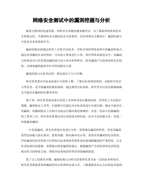 网络安全测试中的漏洞挖掘与分析