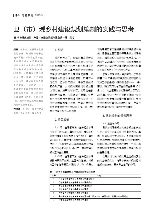 县(市)域乡村建设规划编制的实践与思考