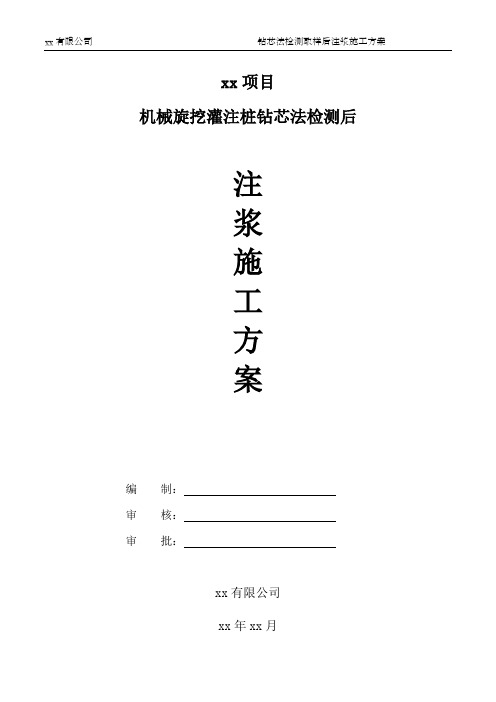 灌注桩钻芯法检测后芯孔注浆施工方案