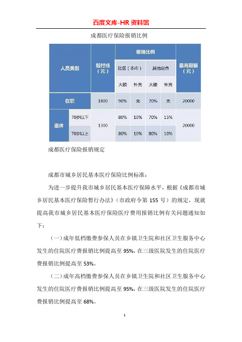 成都医疗保险报销比例