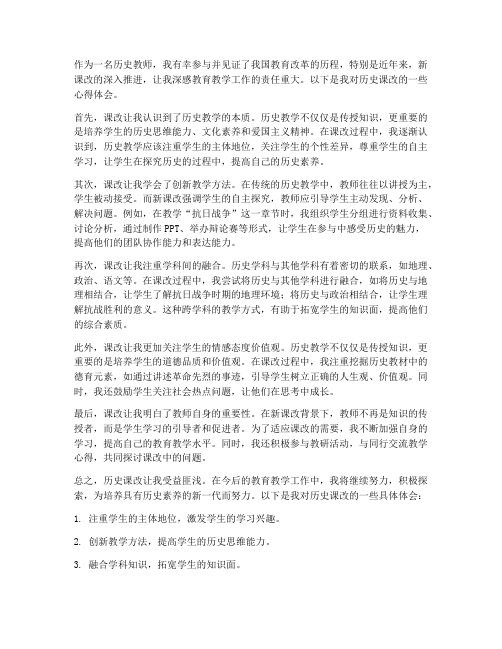 历史教师课改心得体会