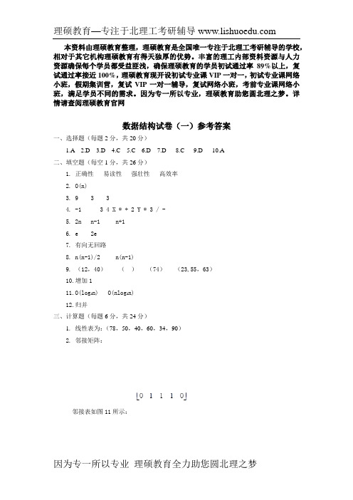 北京理工大学数据结构模拟题答案