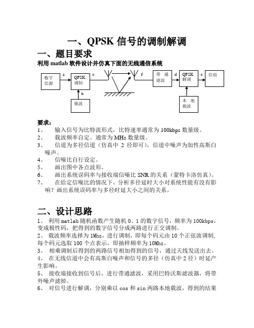 (完整word版)通信原理课程设计——QPSK信号的调制解调(word文档良心出品)