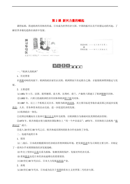 2019_2020学年高中历史专题9当今世界政治格局的多极化趋势第2课新兴力量的崛起教学学案人民版必修