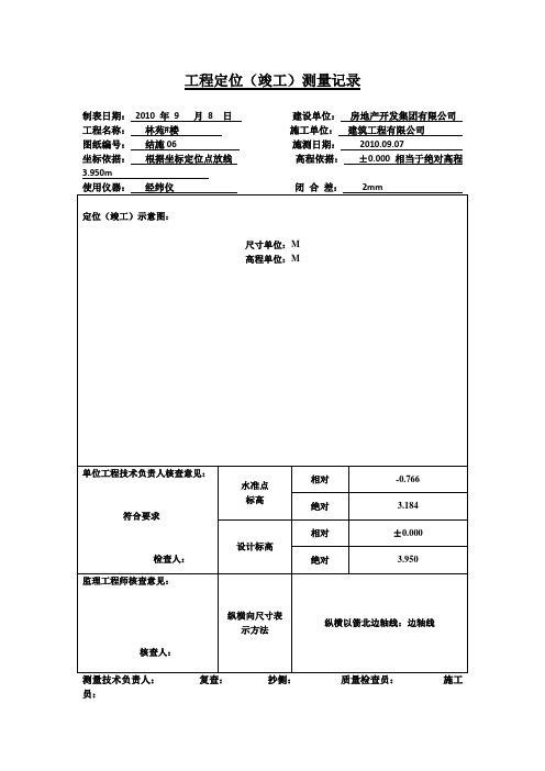 【工程文档】工程定位(竣工)测量记录