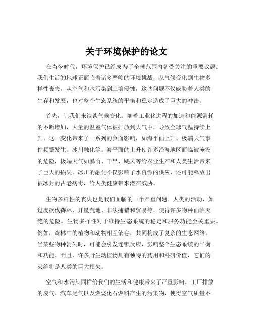 关于环境保护的论文