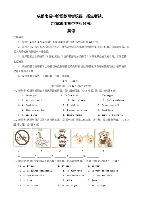 精选四川省成都市中考英语模拟试题有详细答案(Word版)