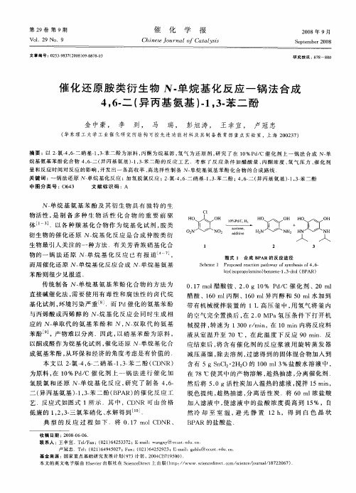 催化还原胺类衍生物N.单烷基化反应-锅法合成4,6-二(异丙基氨基)-1,3-苯二酚