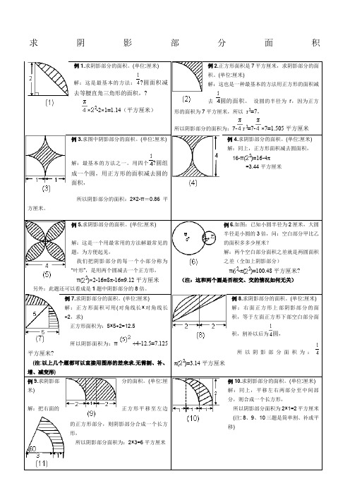 小学六年级求阴影部分面积试题和答案