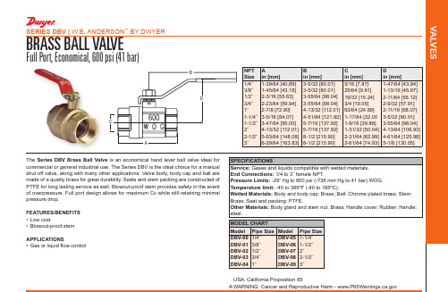 DBV Brass Ball Valve 全口径，经济，600 psi（41条）说明书