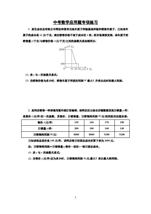 中考数学应用题专项练习