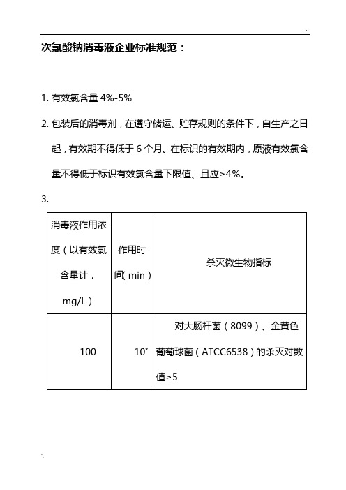 消毒液产品企业标准