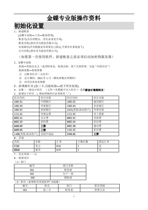 金蝶KIS专业版操作资料