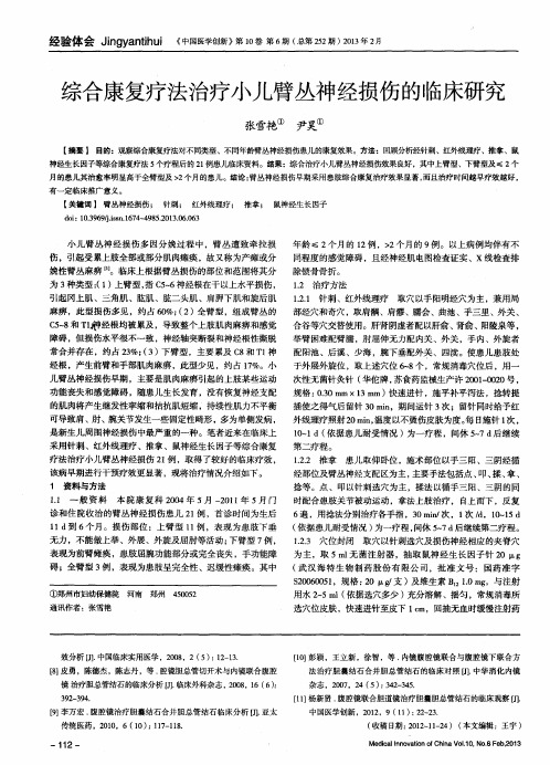 综合康复疗法治疗小儿臂丛神经损伤的临床研究