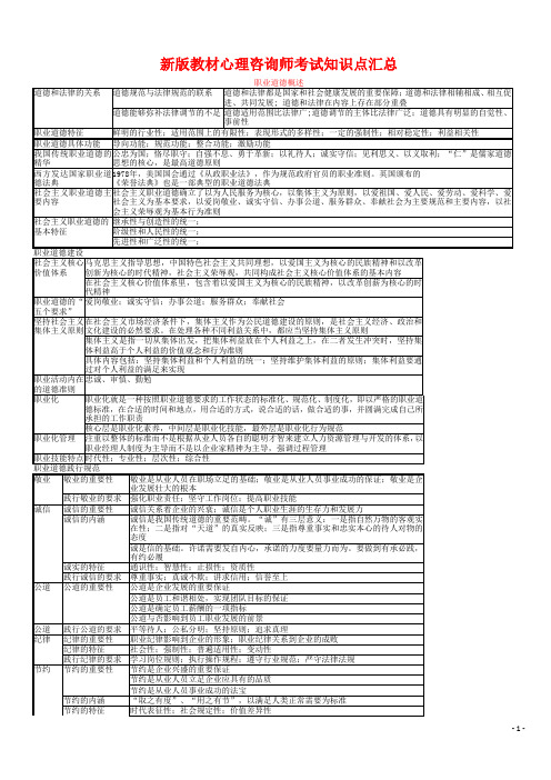 新版教材心理咨询师知识点汇总