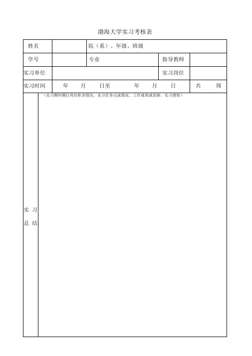 实习考核表(非师范)