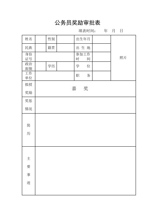 嘉奖审批表