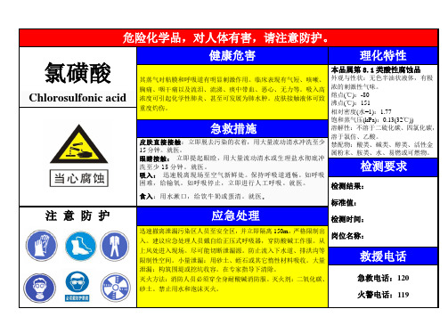 氯磺酸职业危害告知牌