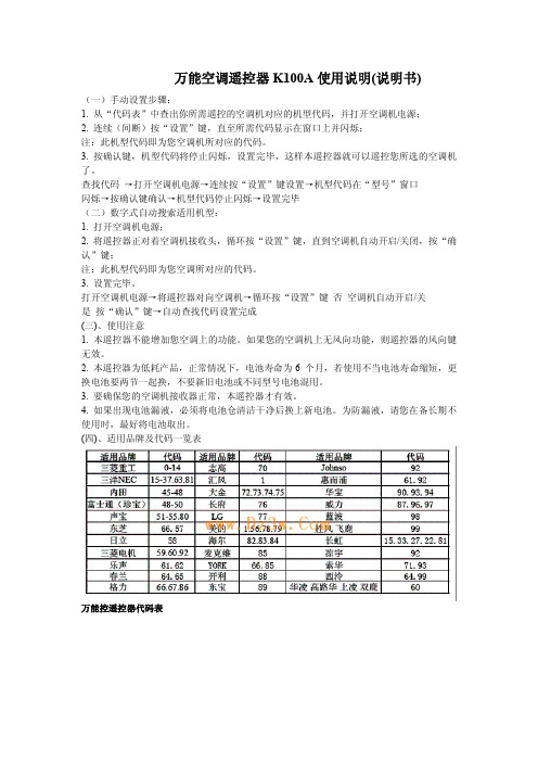 众合chunghop万能空调遥控器及万能电视遥控器使用方法