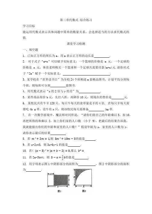 第三章代数式+综合练习 +2024--2025学年人教版七年级数学上册