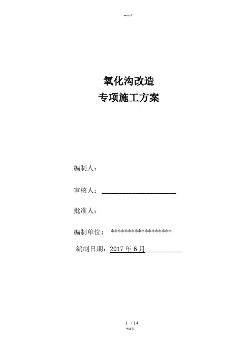 氧化沟改造专项施工方案精选、