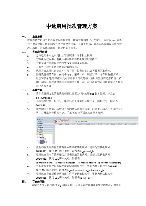 中途启用批次管理方案