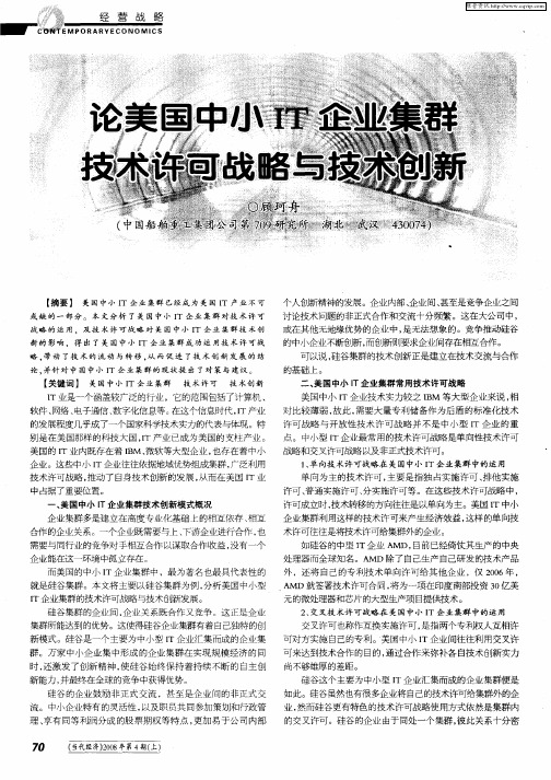 论美国中小IT企业集群技术许可战略与技术创新