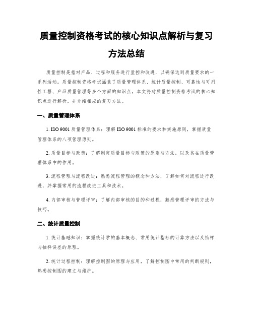 质量控制资格考试的核心知识点解析与复习方法总结