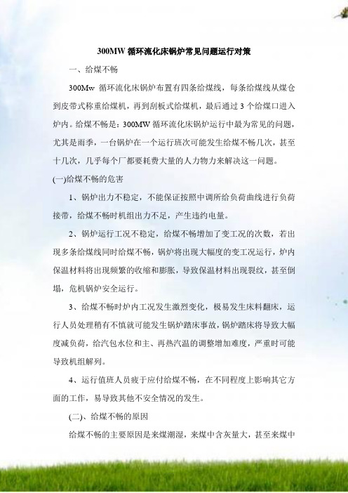 300MW循环流化床锅炉常见问题运行对策