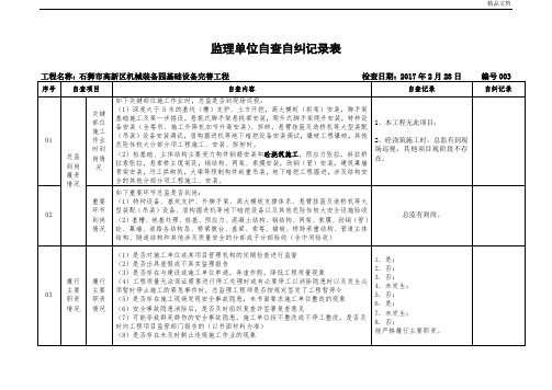 监理单位自查自纠记录表