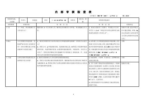 内审检查表(行政部)